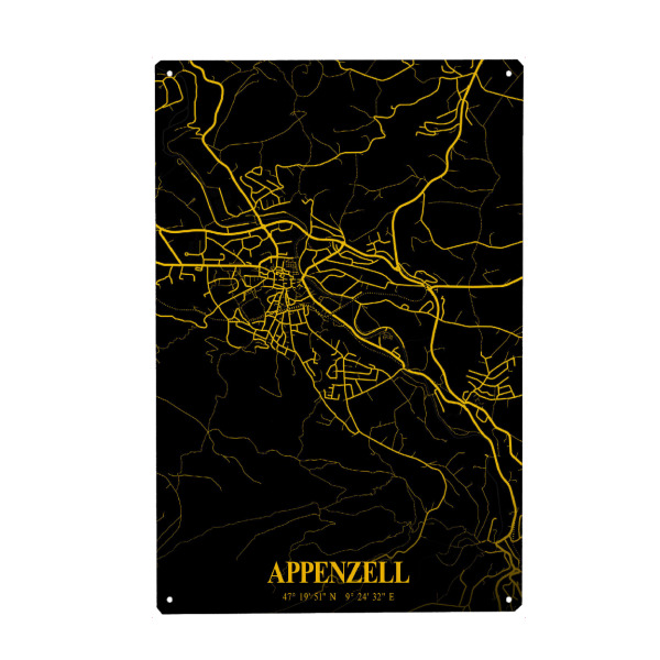 Holzbild "Map von Appenzell" artboxONE - Städte / Weitere,Kartografie