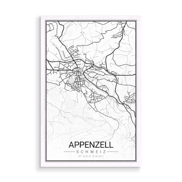 Holzbild "Appenzell Karte" artboxONE - Städte / Weitere,Kartografie