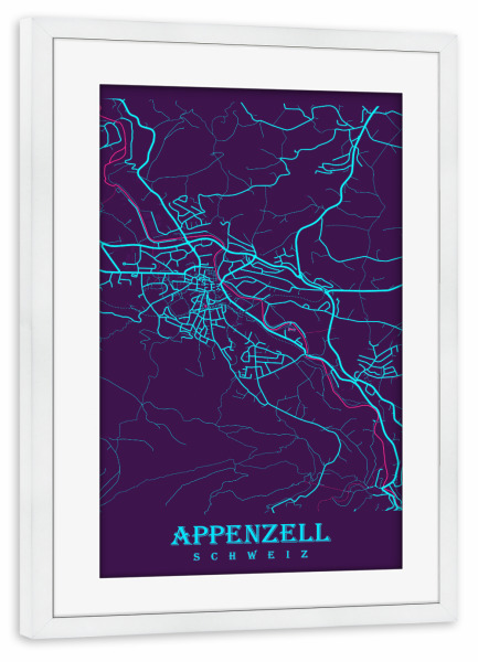 Poster mit Rahmen weiß "Design Appenzell" artboxONE - Städte / Weitere,Kartografie