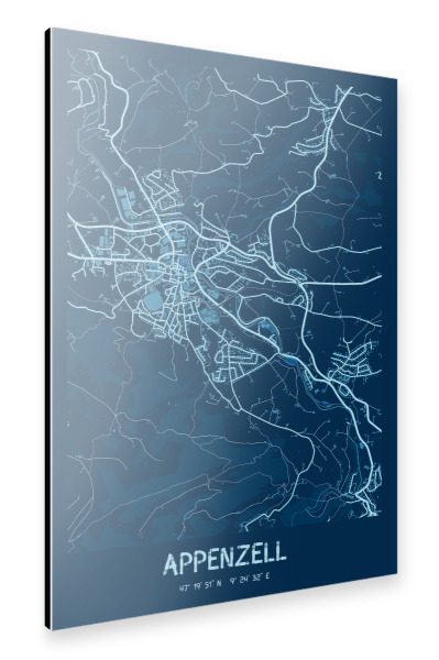 Alu-Dibond "Karten Map Appenzell" 75x50 cm artboxONE