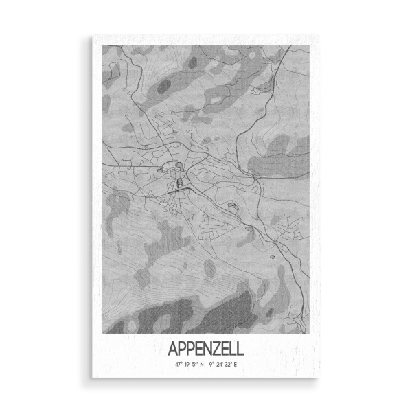 Holzbild "Appenzell Bleistift Map" artboxONE - Städte / Weitere,Kartografie