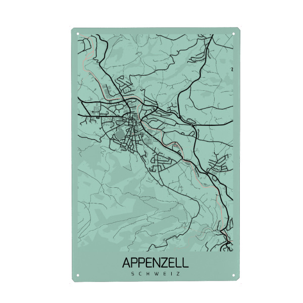 Metall Poster "Appenzell City Map" artboxONE - Städte / Weitere,Kartografie
