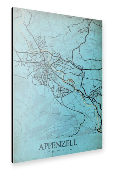 Alu-Dibond "Stadt Appenzell Retro Map" 75x50 cm artboxONE