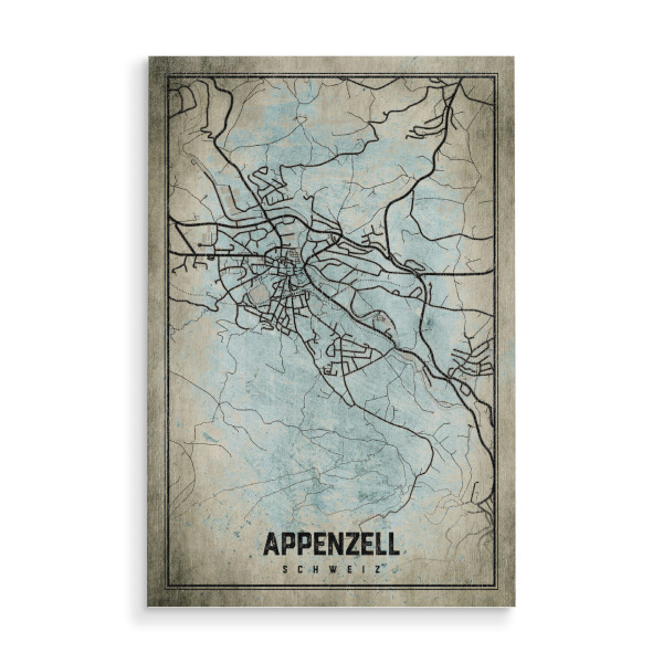 Holzbild "Appenzell Retro Art" artboxONE - Städte / Weitere