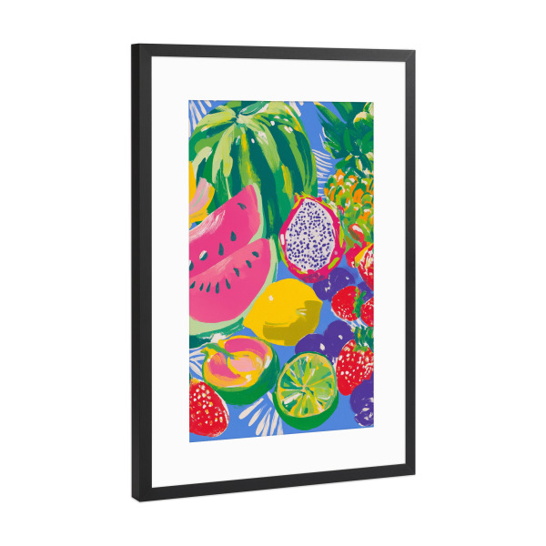 Poster mit Rahmen Schwarz (Metallic) "Exotische Früchte Paradies" artboxONE - Natur,Abstrakt,Essen & Trinken / Obst & Gemüse