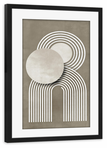 Poster mit Rahmen schwarz "Kreise und Streifen Harmonie" artboxONE - Abstrakt,Architektur,Geometrie