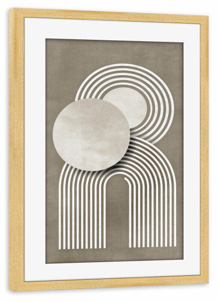 Poster mit Rahmen kiefer "Kreise und Streifen Harmonie" artboxONE - Abstrakt,Architektur,Geometrie