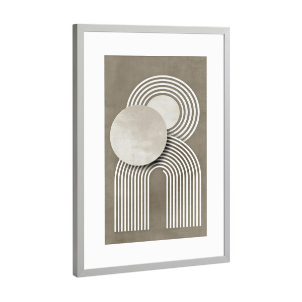 Poster mit Rahmen Silber "Kreise und Streifen Harmonie" artboxONE - Abstrakt,Architektur,Geometrie