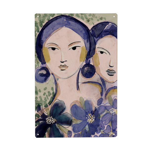 Holzbild "Indigo Muse" artboxONE - Floral,Abstrakt,Für Mama