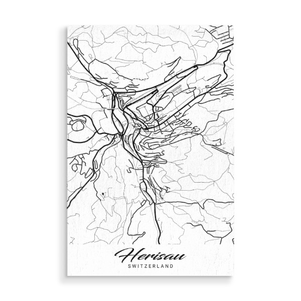 Holzbild "Stadt Herisau" artboxONE - Städte / Weitere,Kartografie