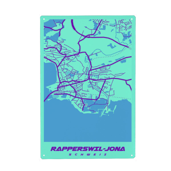 Metall Poster "Rapperswil-Jona CityMap" artboxONE - Städte / Weitere,Kartografie