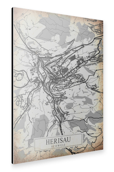 Alu-Dibond "Stadt Herisau Vintage Map" 75x50 cm artboxONE