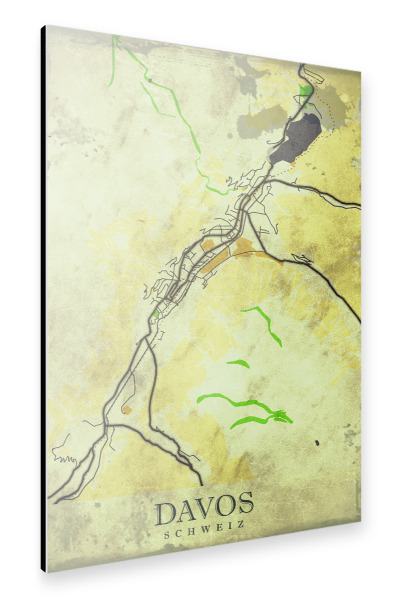 Alu-Dibond "Stadt Davos Vintage" 30x20 cm artboxONE