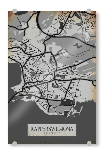 Acrylglasbild "Rapperswil-Jona Retro Design" artboxONE - Städte / Weitere,Kartografie