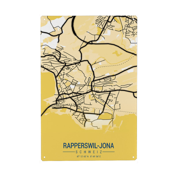 Holzbild "Stadt Karte Rapperswil-Jona" artboxONE - Städte / Weitere,Kartografie