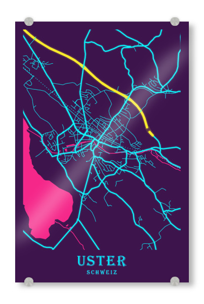 Acrylglasbild "Karten Map Uster" artboxONE - Städte / Weitere,Kartografie