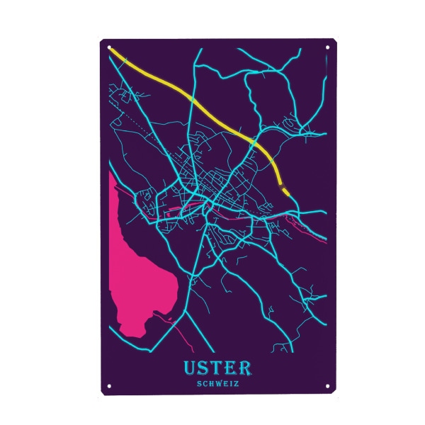 Holzbild "Karten Map Uster" artboxONE - Städte / Weitere,Kartografie