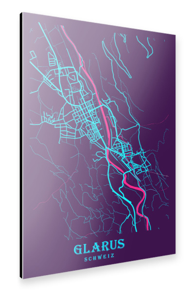 Alu-Dibond "Karten Map Glarus" 75x50 cm artboxONE