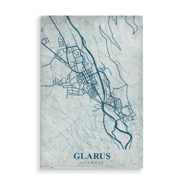 Holzbild "Glarus City Retro" artboxONE - Städte / Weitere,Kartografie