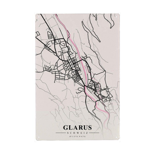 Holzbild "Design Glarus" artboxONE - Städte / Weitere,Kartografie