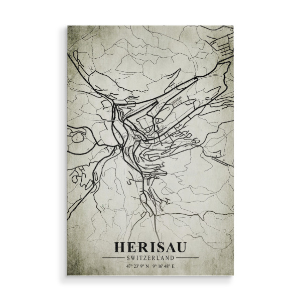 Holzbild "Herisau Vintage Stadt" artboxONE - Städte / Weitere,Kartografie