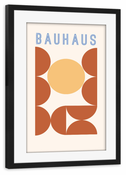 Poster mit Rahmen schwarz "Bauhaus Illustration - Kreise" artboxONE - Abstrakt,Architektur,Geometrie