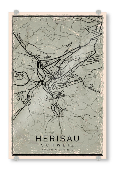 Acrylglasbild "Vintage Map Herisau" artboxONE - Städte / Weitere,Kartografie