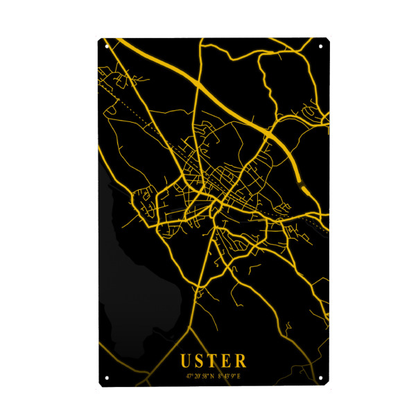 Metall Poster "Uster Stadtkarte" artboxONE - Städte / Weitere,Kartografie