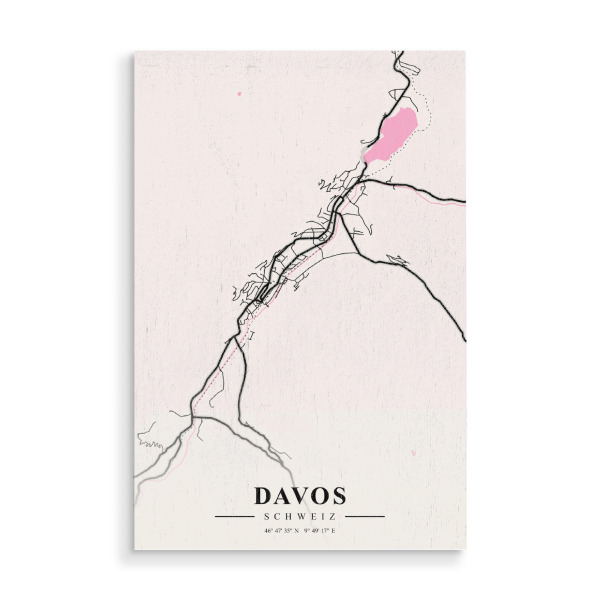 Holzbild "Design Davos" artboxONE - Städte / Weitere,Kartografie