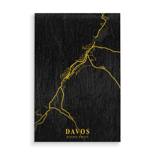Holzbild "Davos Stadtkarte" artboxONE - Städte / Weitere,Kartografie
