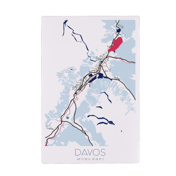 Holzbild "Davos Art Design" artboxONE - Städte / Weitere,Kartografie