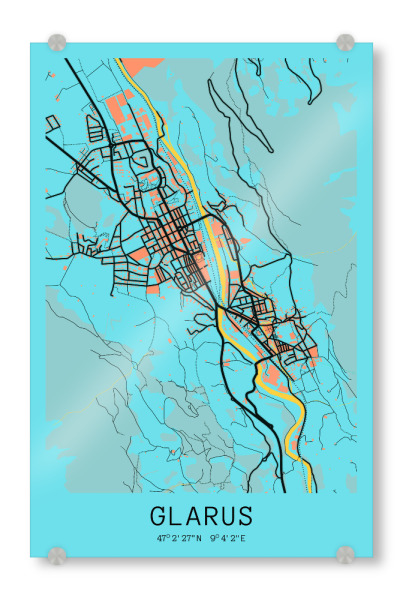 Acrylglasbild "Map von Glarus" artboxONE - Städte / Weitere,Kartografie