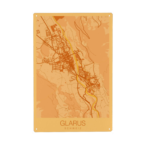 Holzbild "Citymap Glarus" artboxONE - Städte / Weitere,Kartografie