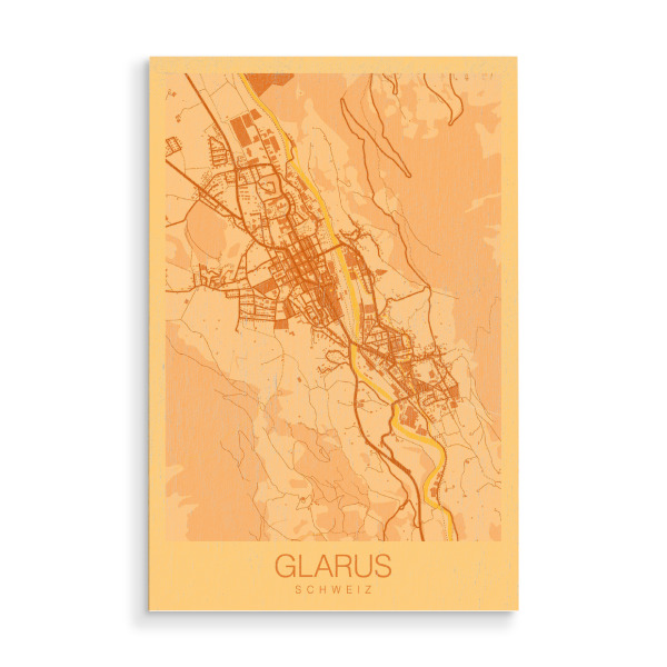 Holzbild "Citymap Glarus" artboxONE - Städte / Weitere,Kartografie