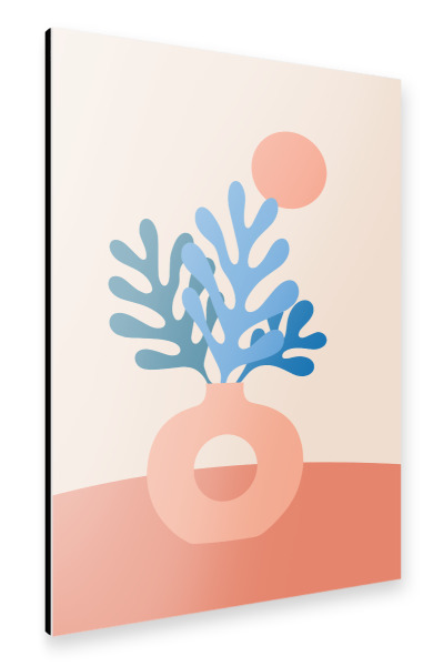 Alu-Dibond "Boho Stillleben Vase mit Blättern" 75x50 cm artboxONE