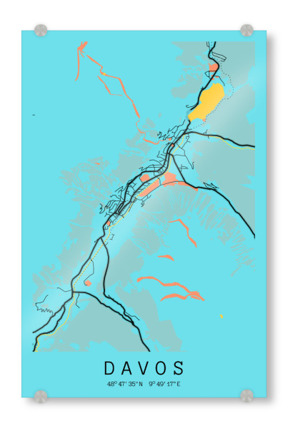 Acrylglasbild "Map von Davos" artboxONE - Städte / Weitere,Kartografie