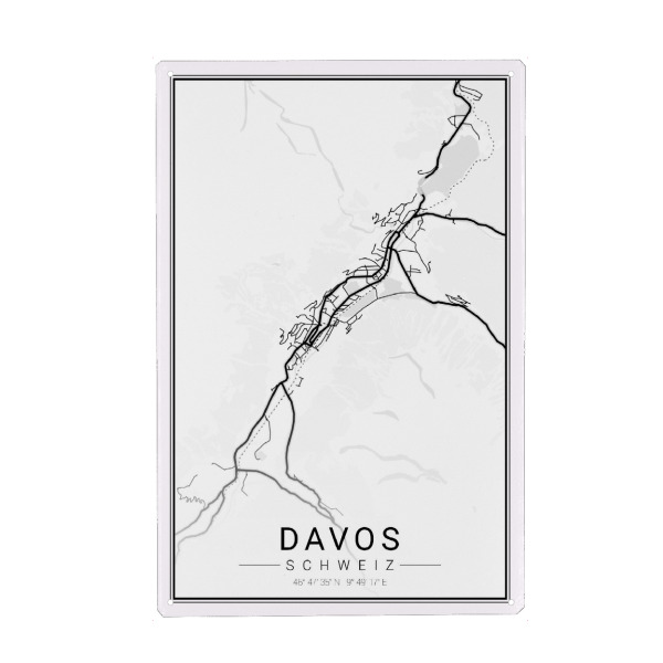 Holzbild "Davos Art" artboxONE - Schwarzweiß,Städte / Weitere,Kartografie