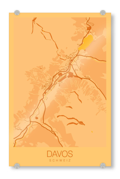 Acrylglasbild "Citymap Davos" artboxONE - Städte / Weitere,Kartografie