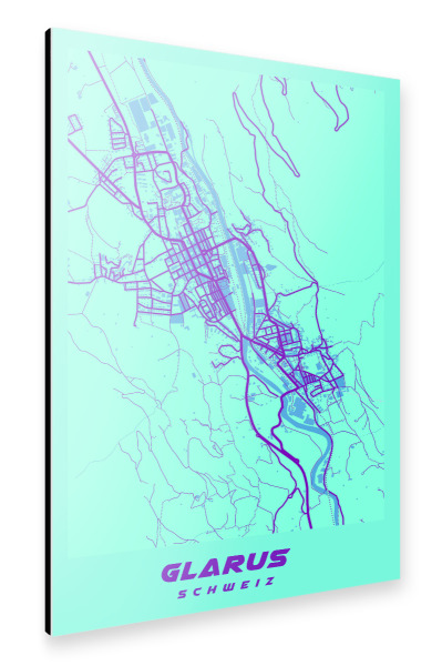 Alu-Dibond "Glarus CityMap" 75x50 cm artboxONE