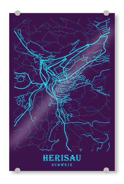 Acrylglasbild "Karten Map Herisau" artboxONE - Städte / Weitere,Kartografie