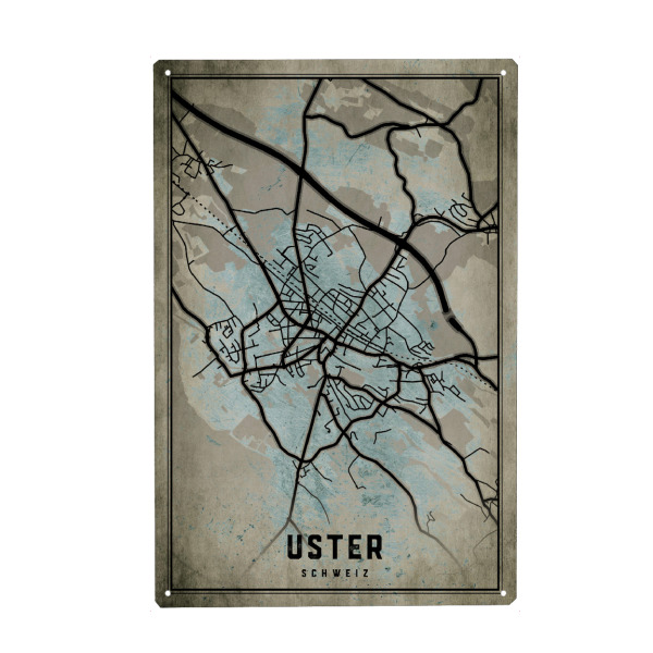 Metall Poster "Uster Retro Art" artboxONE - Städte / Weitere,Kartografie