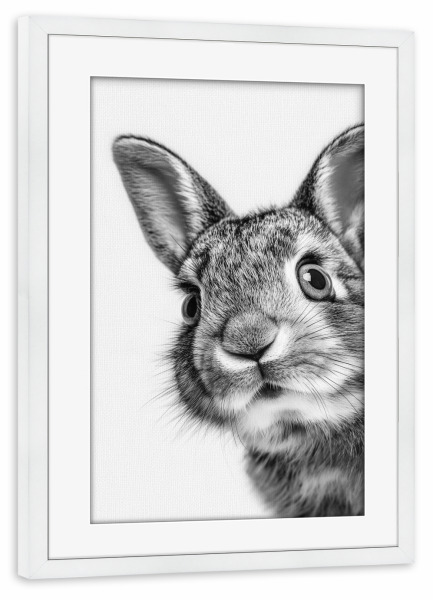 Poster mit Rahmen weiß "Flauschiges Kaninchen" artboxONE - Natur,Tiere,Lustig