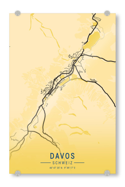 Acrylglasbild "Stadt Karte Davos" artboxONE - Städte / Weitere,Kartografie