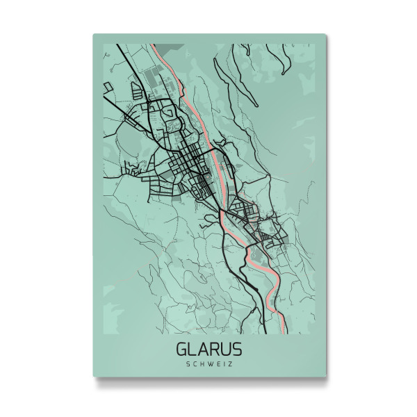 Galerie-Print "Glarus City Map" 75x50 cm artboxONE