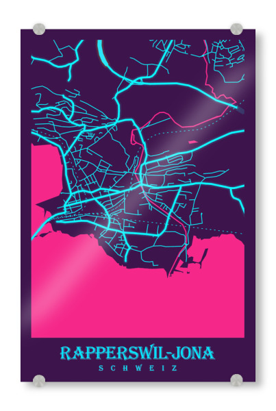 Acrylglasbild "Karten Map Rapperswil-Jona" artboxONE - Städte / Weitere,Kartografie