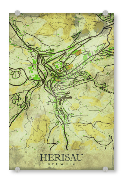 Acrylglasbild "Stadt Herisau Vintage" artboxONE - Städte / Weitere,Kartografie