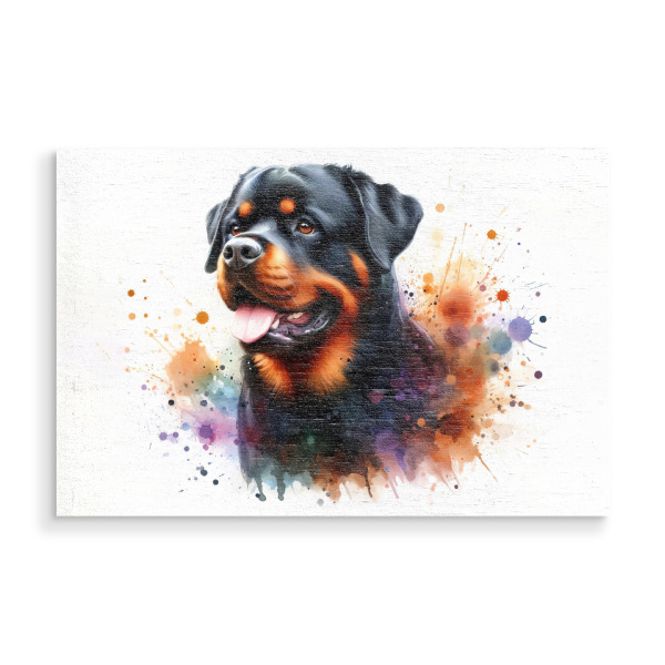 Holzbild "Rottweiler Aquarell Porträt B" artboxONE - Tiere,Abstrakt