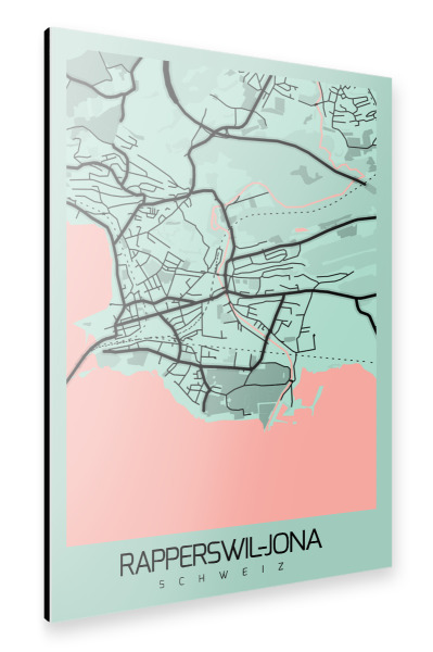 Alu-Dibond "Rapperswil-Jona City Map" 75x50 cm artboxONE