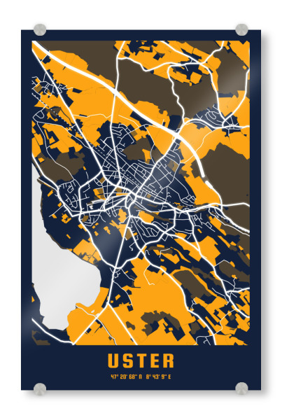 Acrylglasbild "City von Uster" artboxONE - Städte / Weitere,Kartografie