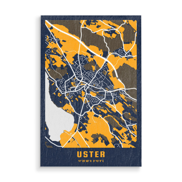 Holzbild "City von Uster" artboxONE - Städte / Weitere,Kartografie